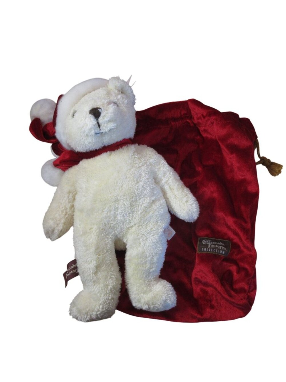 Cheesecake Factory Christmas Plush Herrington Teddy Bear in Red Bag